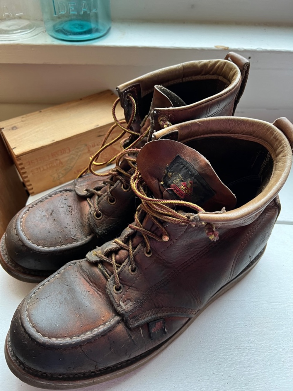 Thorogood Men's Brown Leather Work Boots Maxwear Wedge size 13